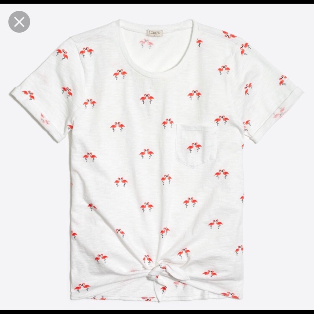 J Crew flamingo tie-front t-shirt